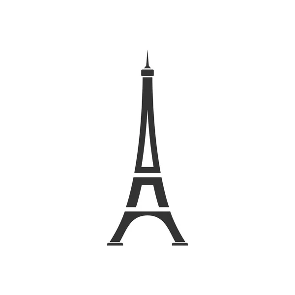 Torre Eiffel Icono Negro Plano Sobre Fondo Blanco — Vector de stock