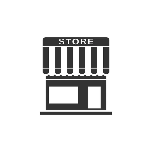 Tienda Icono Negro Plano Sobre Fondo Blanco — Vector de stock