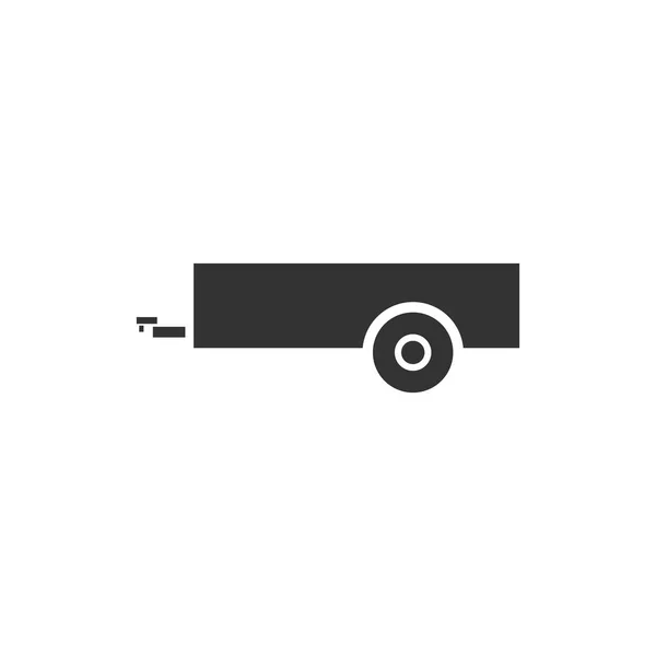 Car Trailer Black Icon Flat White Background — Stock Vector