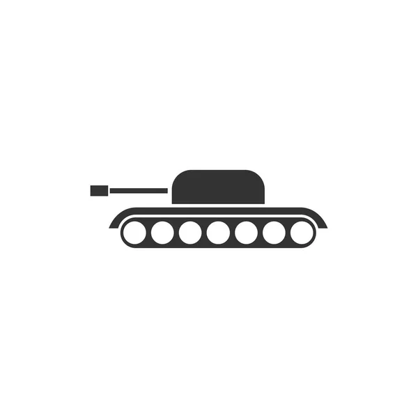 Vojenský Tank Černá Ikona Plochý Bílém Pozadí — Stockový vektor