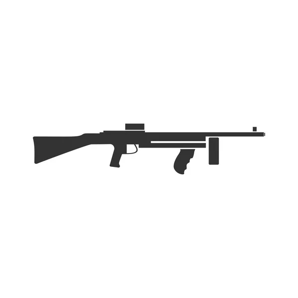 Rifle Automático Icono Negro Plano Sobre Fondo Blanco — Vector de stock