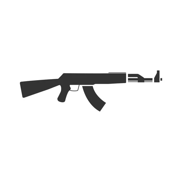 Assault Rifle Svart Ikon Platt Vit Bakgrund — Stock vektor