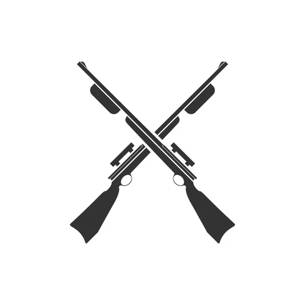 Crossed Shotguns Hunting Rifles Black Icon Flat White Background — Stock Vector