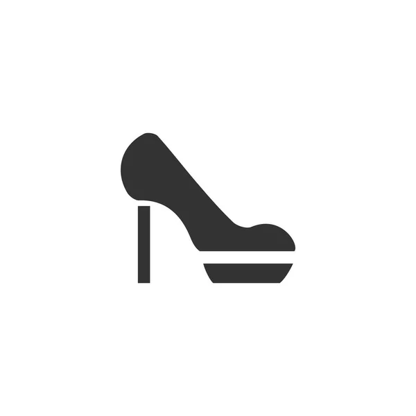 Vrouw Schoenen Zwarte Pictogram Plat Witte Achtergrond — Stockvector