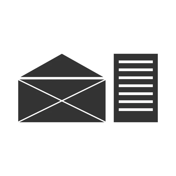 Επιστολή Ταχυδρομείου Μαύρη Επίπεδη Εικόνα Άσπρο Φόντο — Διανυσματικό Αρχείο