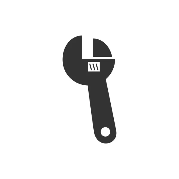 Llave Ajustable Icono Negro Plano Sobre Fondo Blanco — Vector de stock