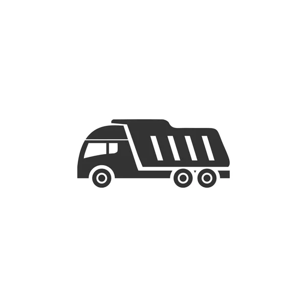 Camion Basculeur Icône Noire Plat Sur Fond Blanc — Image vectorielle