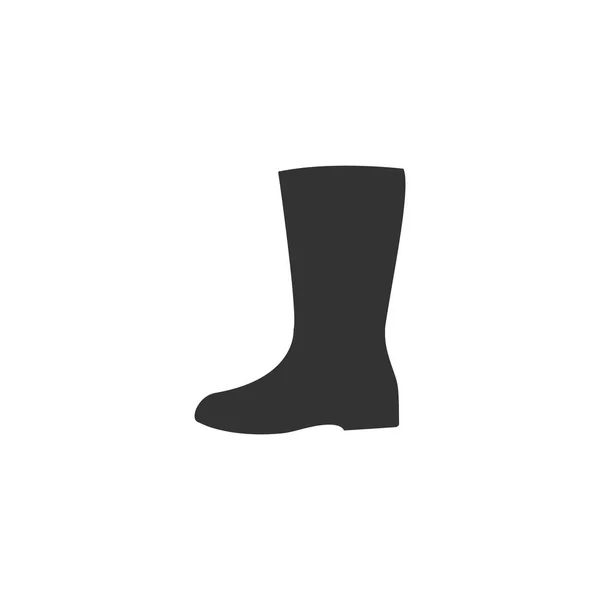 ゴム長靴 白い背景の黒いアイコン フラット — ストックベクタ
