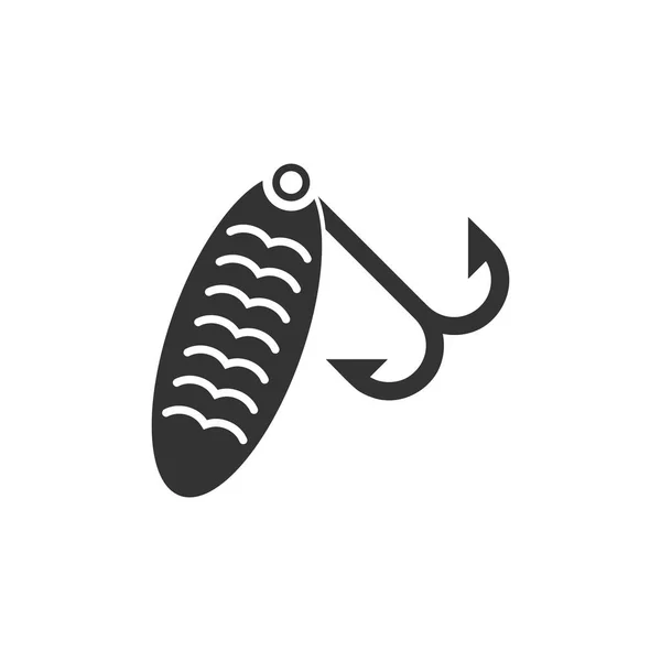 Matériel Pêche Icône Noire Plat Sur Fond Blanc — Image vectorielle