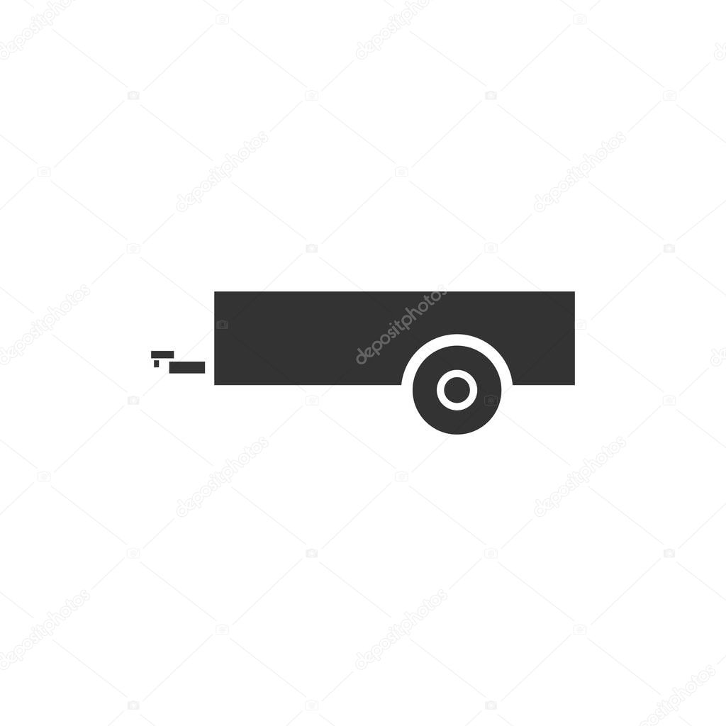Car trailer. Black Icon Flat on white background