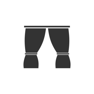 Perde. Siyah simge düz beyaz arka plan üzerinde