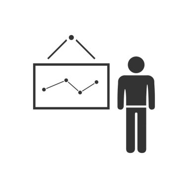 Öğretmen. Siyah simge düz beyaz arka plan üzerinde