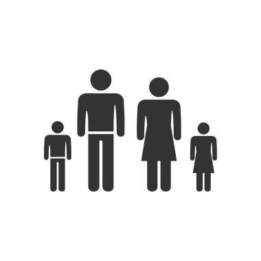 Aile. Siyah simge düz beyaz arka plan üzerinde