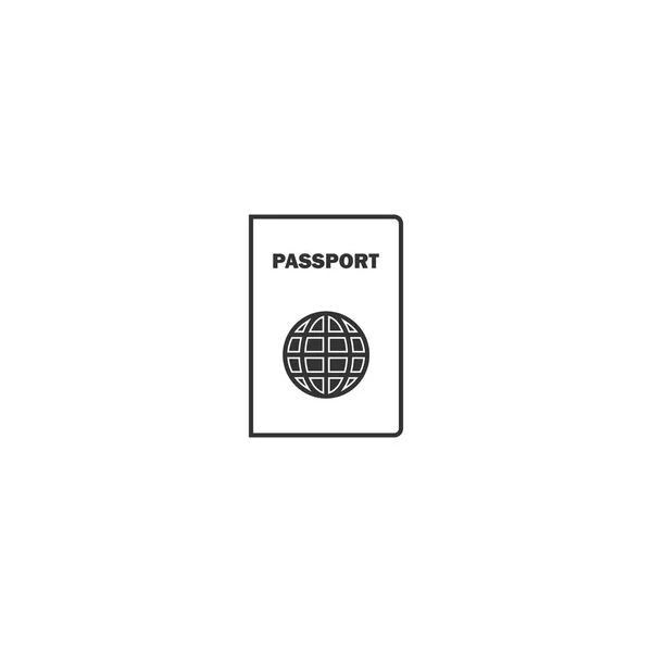 Passport Line Black Icon Flat White Background — Stock Vector