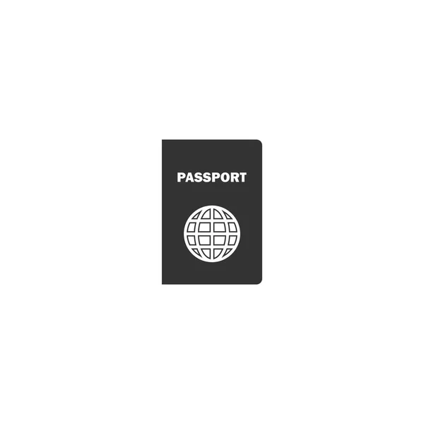 Pasaporte Icono Negro Plano Sobre Fondo Blanco — Vector de stock