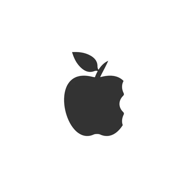 Muerde Manzana Icono Negro Plano Sobre Fondo Blanco — Vector de stock