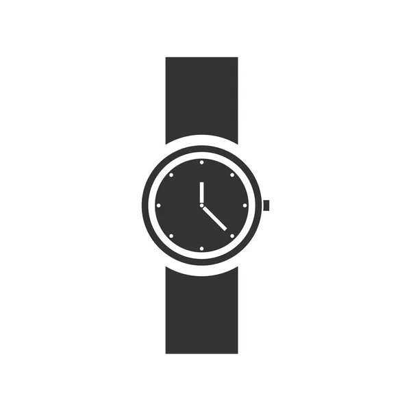 Wristwatch Zwarte Pictogram Plat Witte Achtergrond — Stockvector