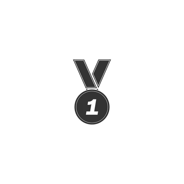 Medaille Schwarzes Symbol Flach Auf Weißem Hintergrund — Stockvektor