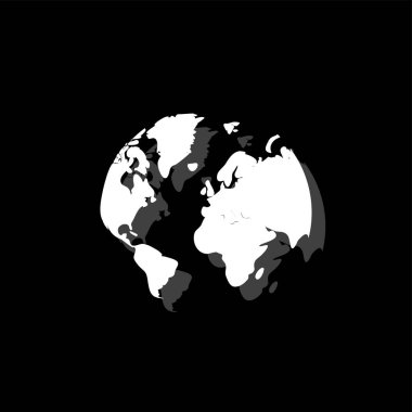 Dünya Haritası. Gölge beyaz daire basit simgesi