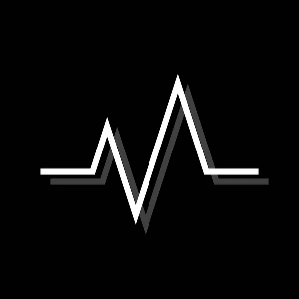 Cardiogramme Cardiaque Icône Simple Plate Blanche Avec Ombre — Image vectorielle