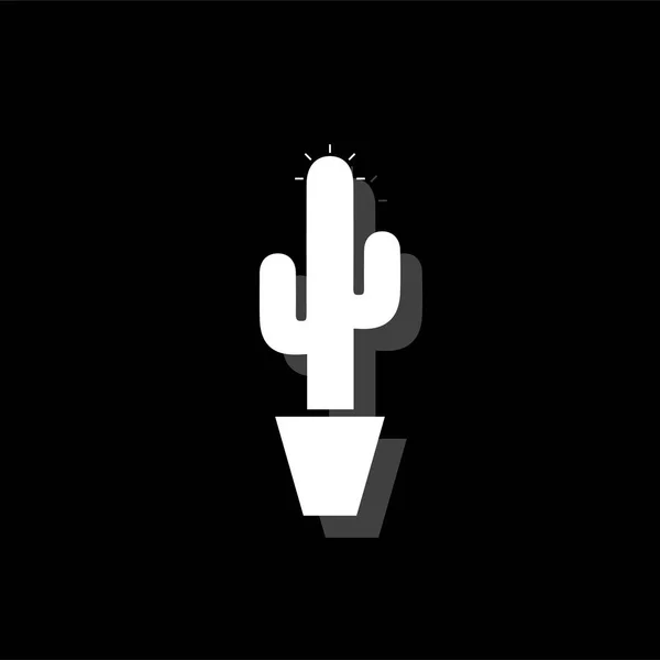 Cactus Witte Vlakke Eenvoudige Pictogram Met Schaduw — Stockvector