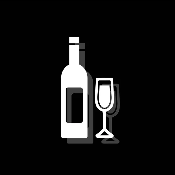 Vin Icône Simple Plate Blanche Avec Ombre — Image vectorielle