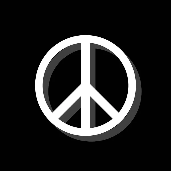 Hippie Peace Icono Simple Plano Blanco Con Sombra — Vector de stock