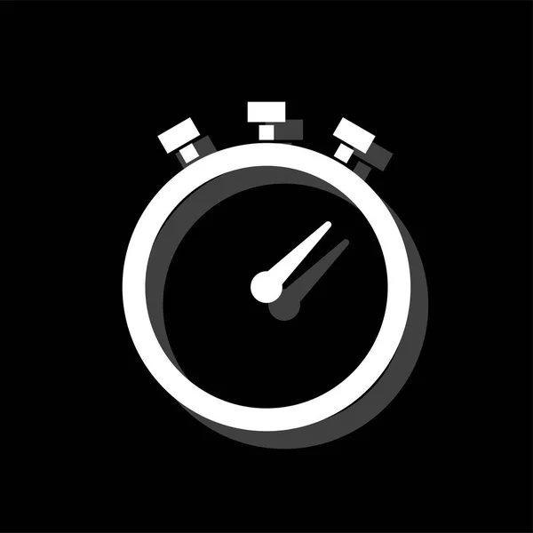 Stopwatch Witte Vlakke Eenvoudige Pictogram Met Schaduw — Stockvector