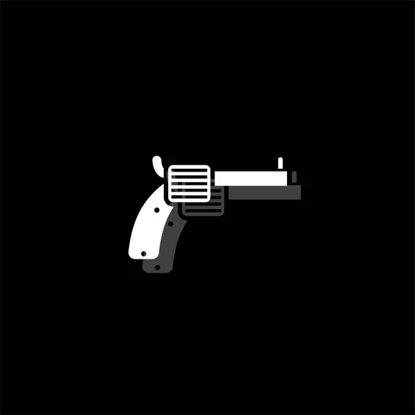 Revolver Witte Vlakke Eenvoudige Pictogram Met Schaduw — Stockvector