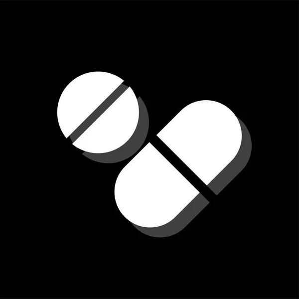 Tabletták Fehér Lapos Egyszerű Ikon Val Árnyék — Stock Vector