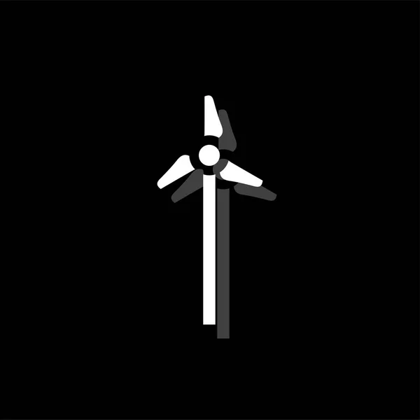 Windmühle Weißes Flaches Einfaches Symbol Mit Schatten — Stockvektor