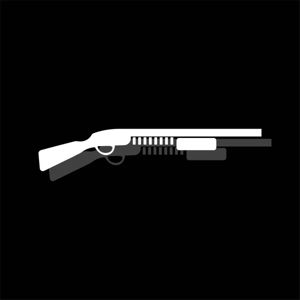 Shotgun White Flat Simple Icon Shadow — Stock Vector