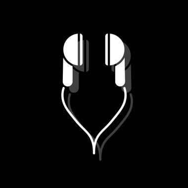 Vakum kulaklıklar. Gölge beyaz daire basit simgesi