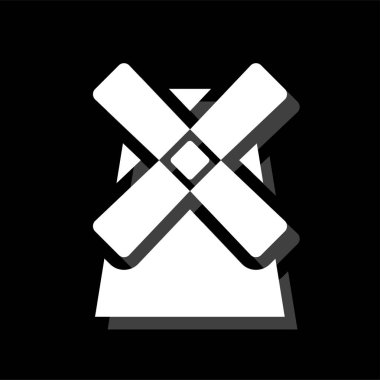 Mill, yel değirmeni. Gölge beyaz daire basit simgesi