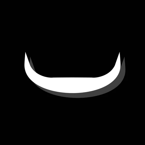 Büffelhörner Weißes Flaches Einfaches Symbol Mit Schatten — Stockvektor