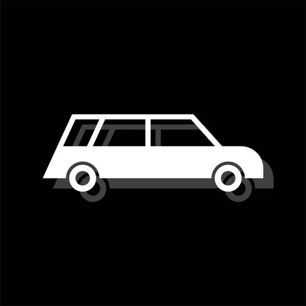 Personenwagen Weißes Flaches Einfaches Symbol Mit Schatten — Stockvektor