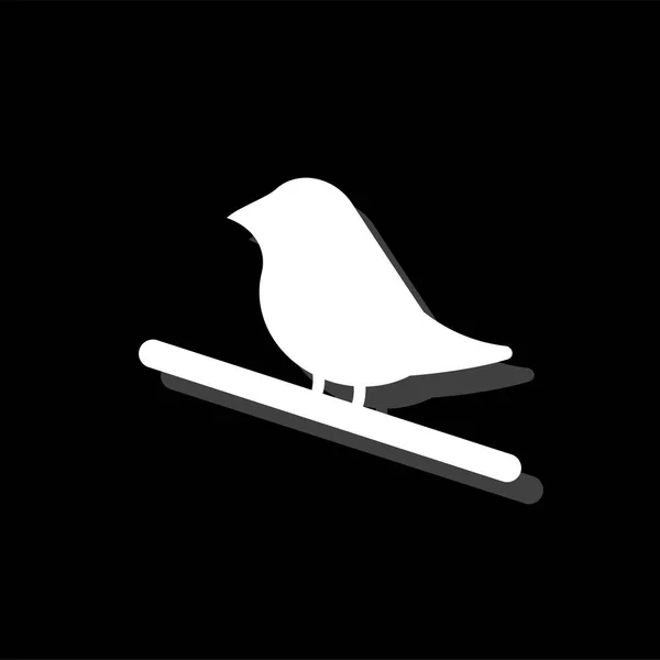 Bird Icono Simple Plano Blanco Con Sombra — Archivo Imágenes Vectoriales