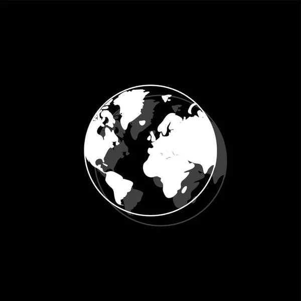 Globe Jorden Vit Platt Enkel Ikon Med Skugga — Stock vektor