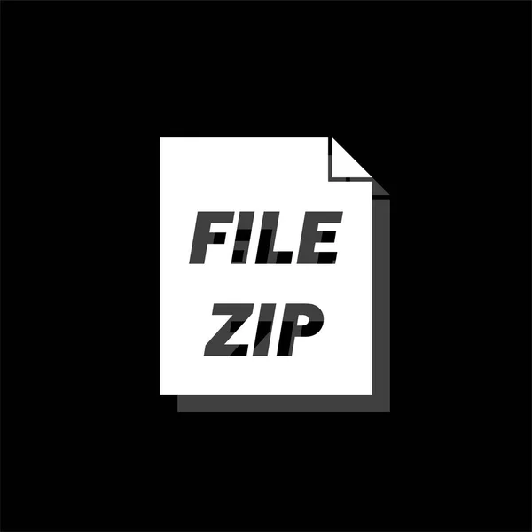 File Zip Icona Semplice Piatta Bianca Con Ombra — Vettoriale Stock