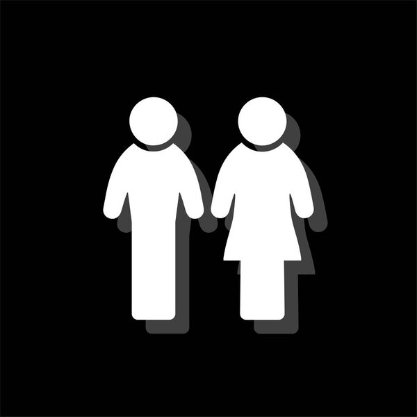 Мужчина и женщина. Белая плоская икона с тенью
