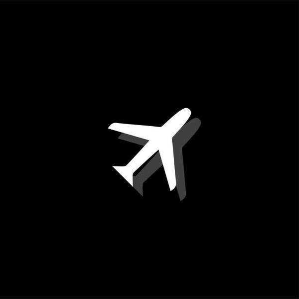 Airplanes. White flat simple icon with shadow