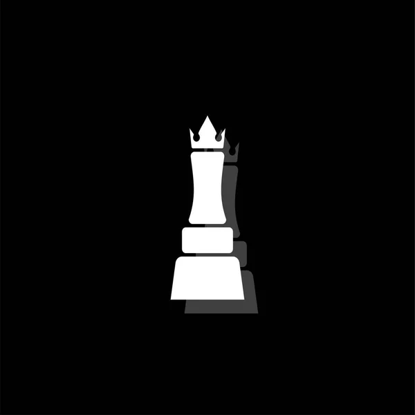 Chess Queen White Flat Simple Icon Shadow — Stock Vector