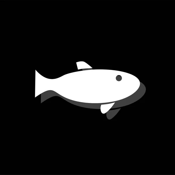 Ryb Biała Ikona Płaskie Proste Cieniem — Wektor stockowy