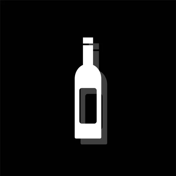 Botella Vino Icono Simple Plano Blanco Con Sombra — Vector de stock