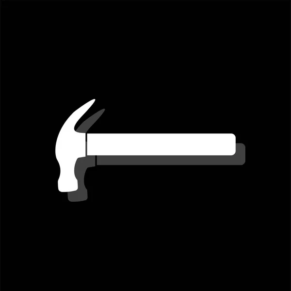Hammer Weißes Flaches Einfaches Symbol Mit Schatten — Stockvektor