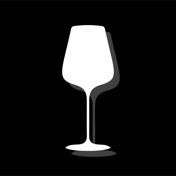 Glass Cup Wine Champagne White Flat Simple Icon Shadow — Stock Vector