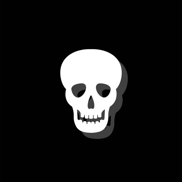 Calavera Icono Simple Plano Blanco Con Sombra — Archivo Imágenes Vectoriales