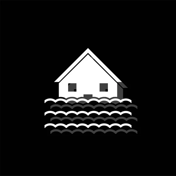 Inondation Icône Simple Plate Blanche Avec Ombre — Image vectorielle