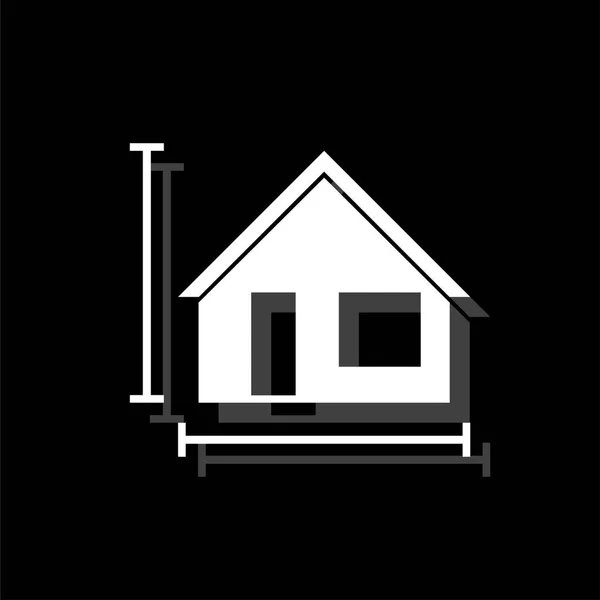 Plan Maison Icône Simple Plate Blanche Avec Ombre — Image vectorielle