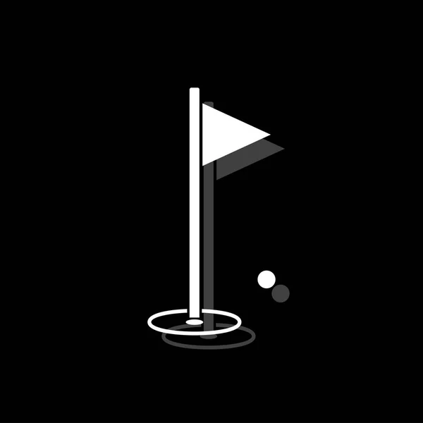 Golffahne Weißes Flaches Einfaches Symbol Mit Schatten — Stockvektor